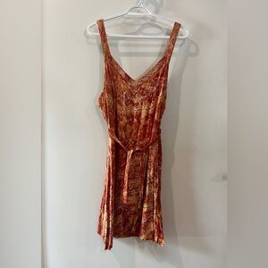 Elegant Red and Gold Sleeveless Dress